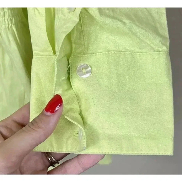 Free People Billie Mini Dress Long Sleeve Ruffle Womens Size L NWT Green - Picture 3 of 15